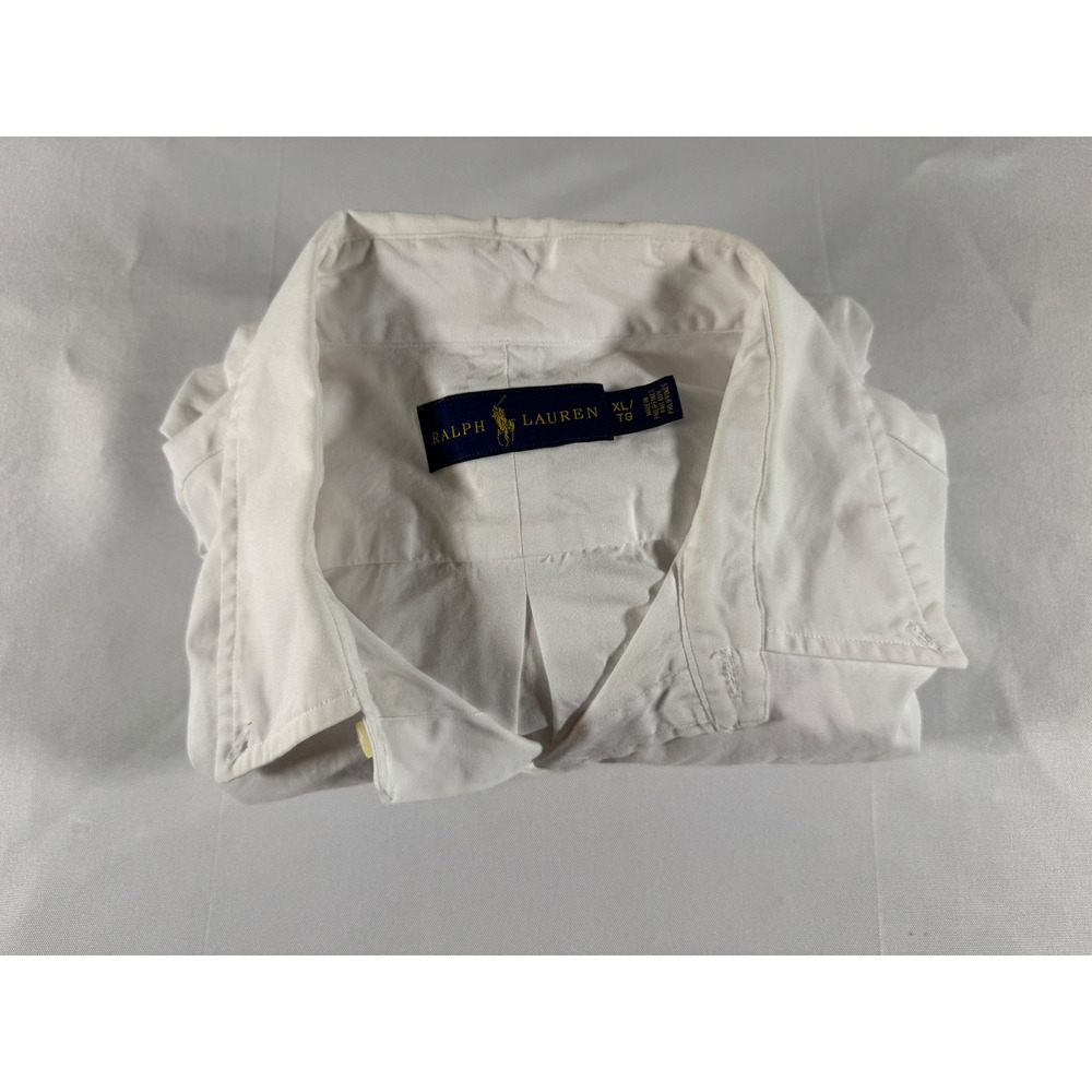 Ralph Lauren Mens XL White Cotton Long Sleeve Button Down Pony Logo Shirt